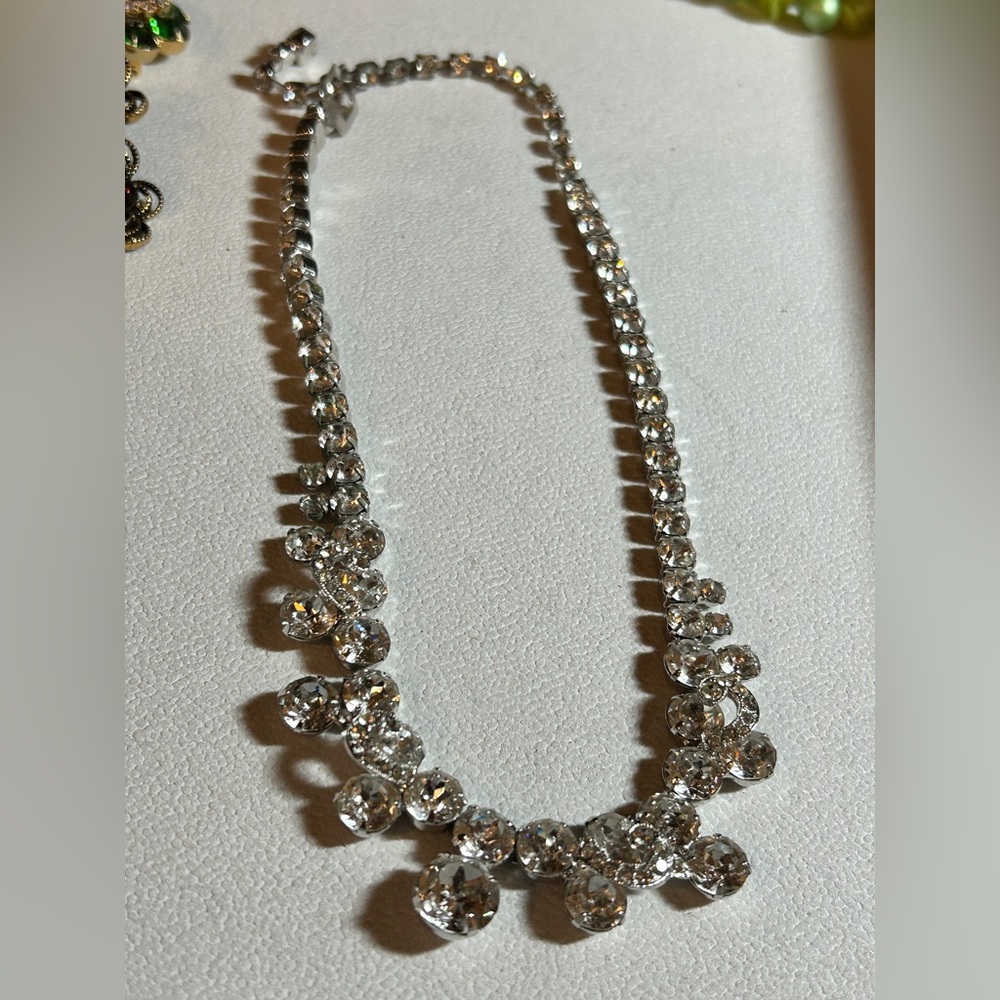 Authentic 1950s Weiss Rhinestone Statement Necklace - Old Hollywood Bridal Glam
